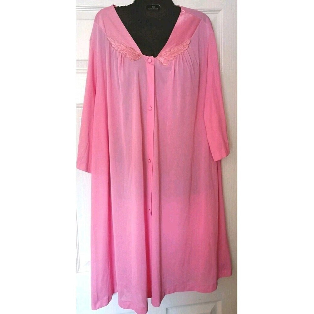 Vintage Vassarette Peignoir Robe Nightgown Size 3X XXXL Pink Satin 70s 80s USA - Picture 1 of 7